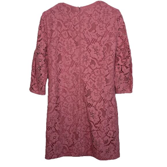 Burberry All-Lace Pink Sheath Dress Size 6 Bell Sleeve Cocktail Wedding i14 - Picture 4 of 6